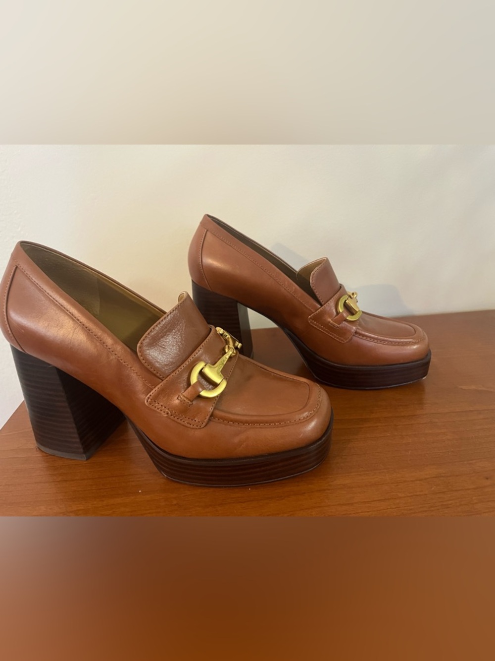 MARC FISHER “Machi” Platform Heeled leather Loafers size 7.5M